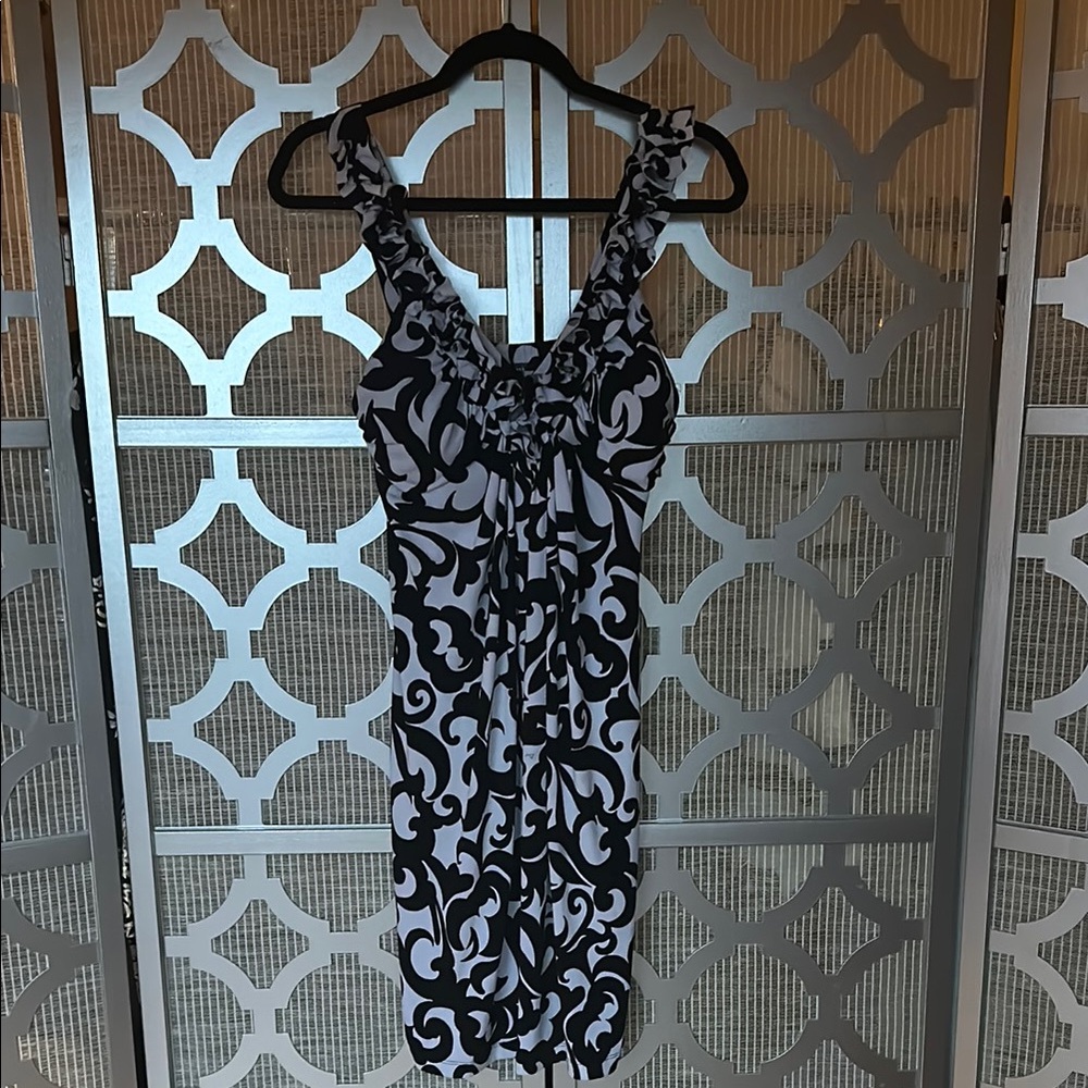 Enfocus Studio Black and White Ruffled Mini Dress